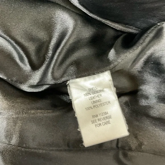 Calvin Klein Black Women's Snap Button Zip Genuine Leather Jacket Size L